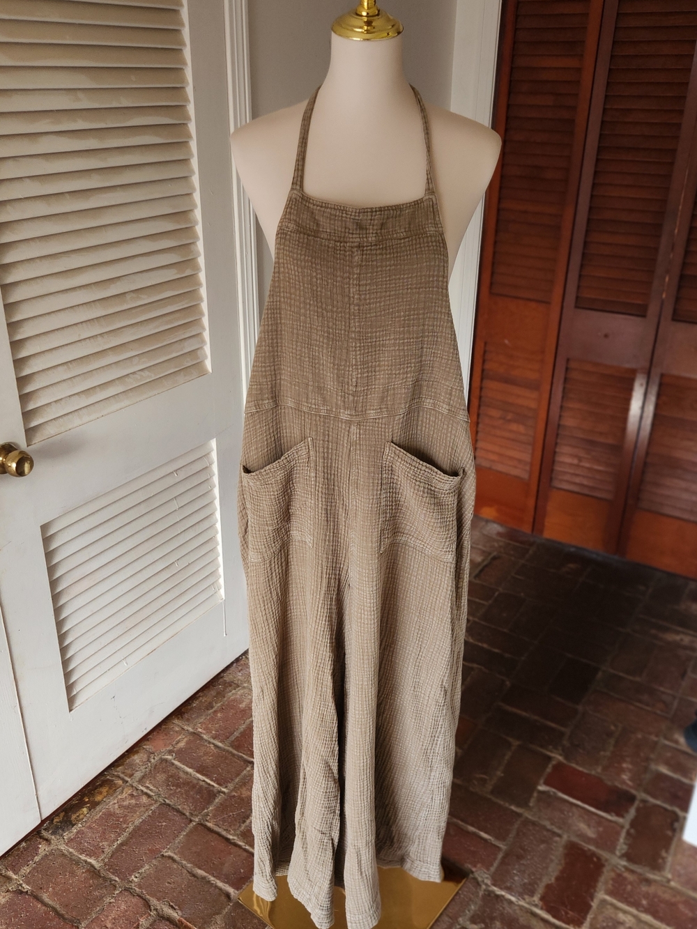 Easel Olive Wide-Leg Cotton Jumpsuit - Picture 3 of 4